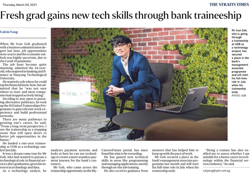 Fresh grad gains new tech skills through bank&nbsp;traineeship