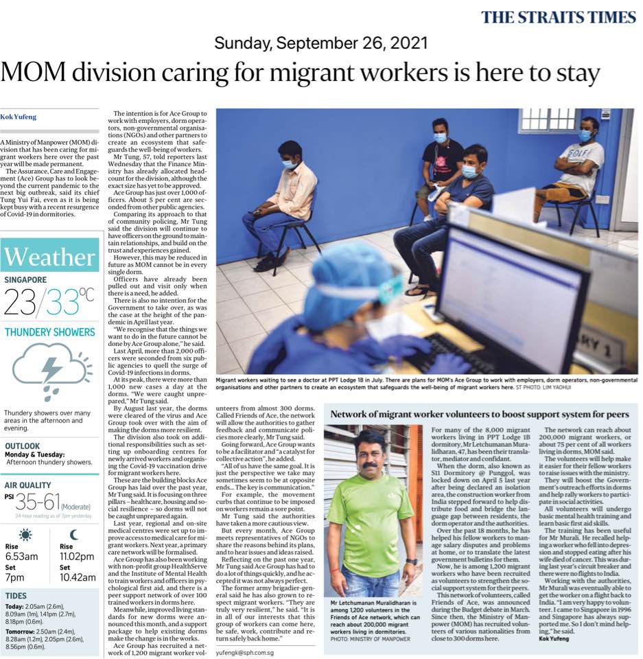 MOM division caring for migrant workers in here to&nbsp;stay