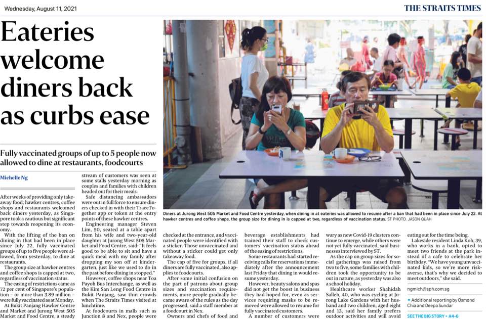 Eateries welcome diners back as curbs&nbsp;ease