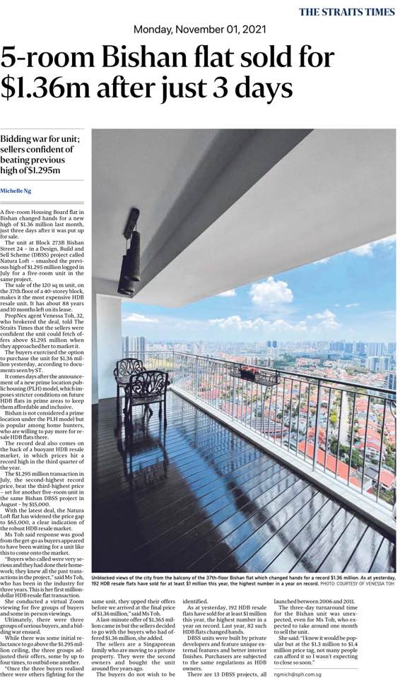 5-room Bishan flat sold for $1.36m after just 3&nbsp;days