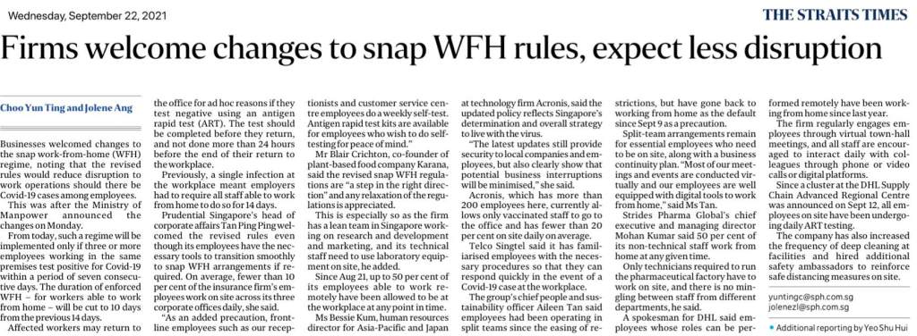 Firms welcome changes to snap WFH rules, expect less&nbsp;disruption