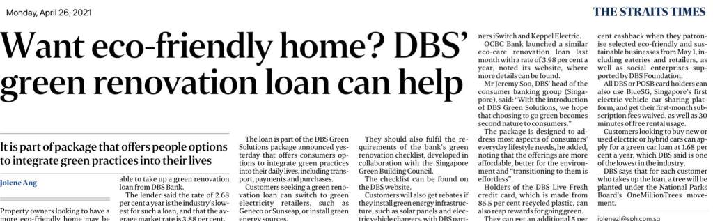 Want eco-friendly home? DBS’ green renovation loan can&nbsp;help