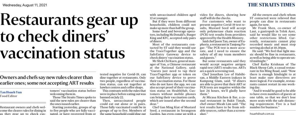 Restaurants gear up to check diners’ vaccination&nbsp;status